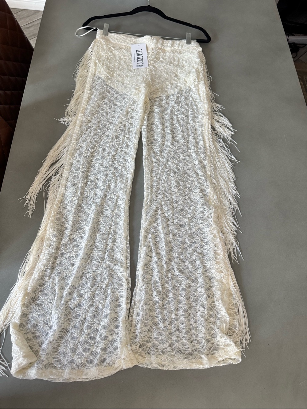 12th Tribe Happy Hour Cream Fringe Pants Size M PRE-ORDER LATE MAY 2026M - Picture 5 of 6